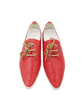 Loewe Sneakers Leather Lace Up Pointed Toe Shoes Red